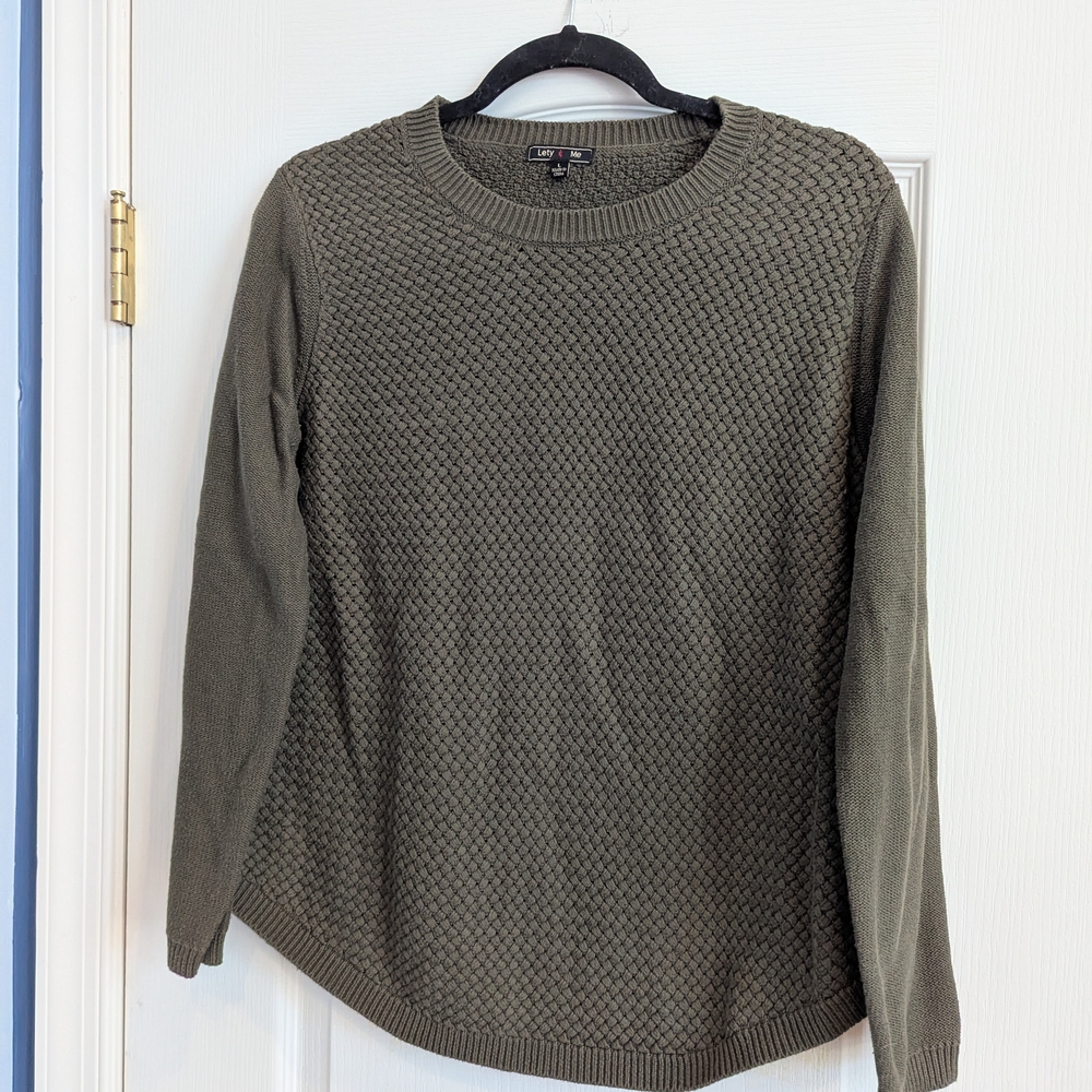 Women's Olive Textured Knit Sweater